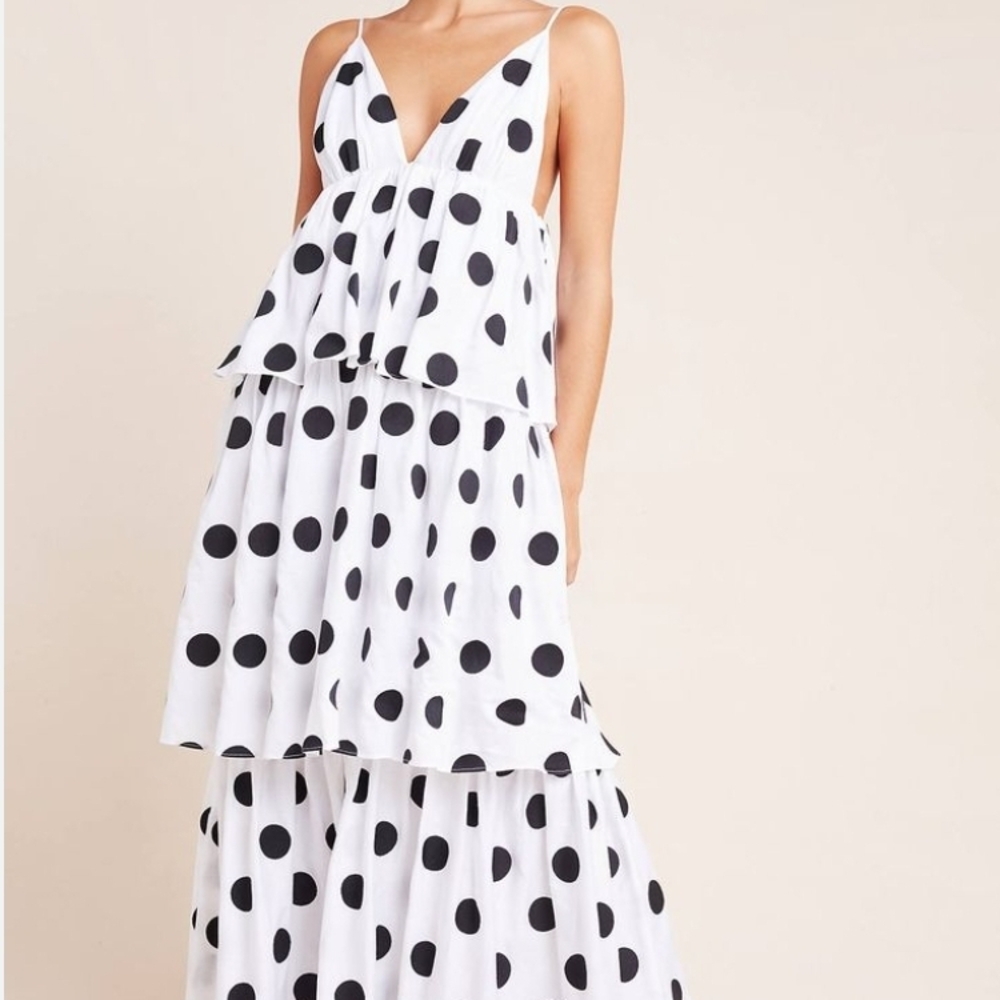 Polka Dot Tiered Maxi Dress